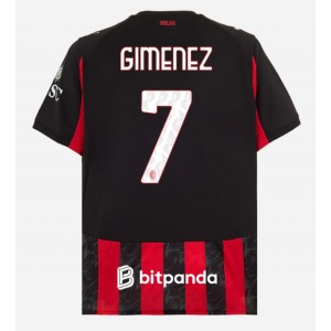 AC Milan Santiago Gimenez #7 Jalkapallovaatteet Kotipaita 2025-26 Lyhythihainen